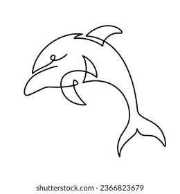 Vector continuous one line dolphin illustration