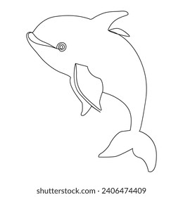 Vector continuous one line dolphin design silhouette illustration best use for logo