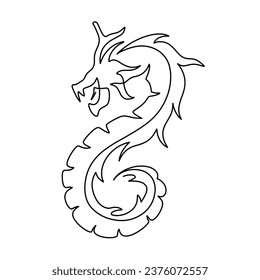 Vector continuous one line dragon illustration
