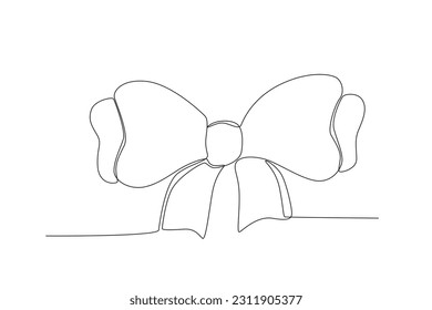 Vector continuous one line drawing of a woman christmas bow tie