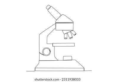Vector continuous one line drawing of microscope simple illustration of microscope laboratory line art vector illustration