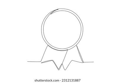 Vector continuous one line drawing of award ribbon achievement ribbon line art vector illustration