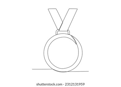 Vector continuous one line drawing of award ribbon achievement ribbon line art vector illustration