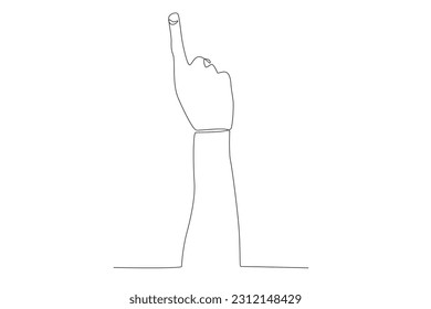 Vector continuous one line drawing hand gesture one finger looks back of the hand concept single line draw design vector graphic illustration