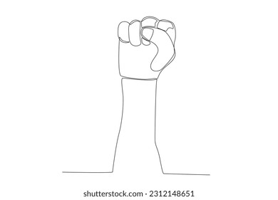 Vector continuous one line drawing hand gesture hand fist concept single line draw design vector graphic illustration