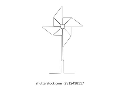 Vector continuous one line drawing set windmills or wind turbines
