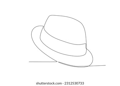 Vector continuous one line drawing of panama hat simple line art vector illustration