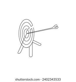 Vector Continuous one line drawing of arrow on the target Concept of business challenge