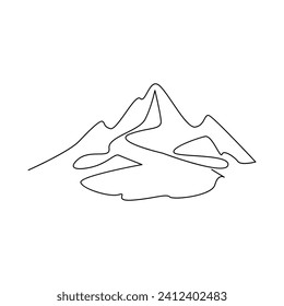 Vector continuous in one line drawing of mountain isolated on white background and minimalist