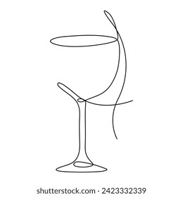 Vector continuo de una línea de dibujo de vidrio de vino mejor uso para logotipo, afiche, pancarta y fondo