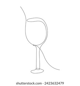 Vector continuous one line drawing of wine glass best use for logo, poster, banner and background