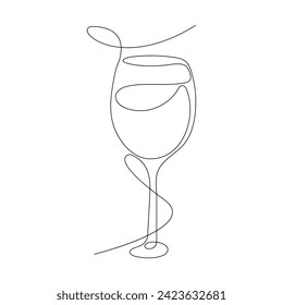 Vector continuous one line drawing of wine glass best use for logo, poster, banner and background