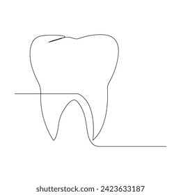 Vector continuous one line drawing of tooth best use for logo banner illustration dentist stomatology medical concept