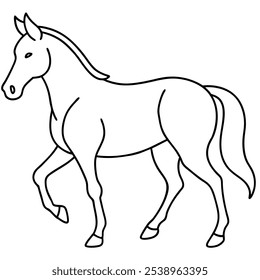 Vector continuous one line drawing. Horse logo. Black and white vector illustration. Concept for logo, card, banner, poster, flyer on white back