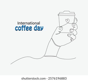 vector continuous one line drawing International coffee day. doodle style