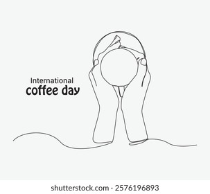 vector continuous one line drawing International coffee day. doodle style