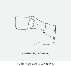 vector continuous one line drawing hand holding coffee mug. international coffee day concept