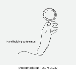 vector continuous one line drawing hand holding coffee mug. international coffee day concept