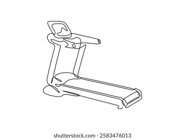 Vector continuous one line drawing of a treadmill fitness tool vector illustration