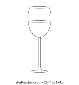 Vector continuous one line drawing of cheers wine glass hand drawn art illustration concept of celebrate