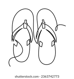 Vector continuous one line flip flops illustration