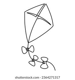 Vector continuous one line flying kite illustration