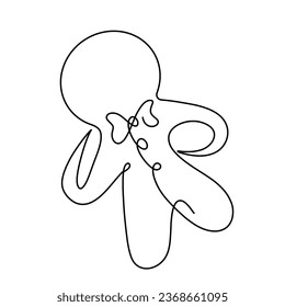 Vector continuous one line gingerbread illustration