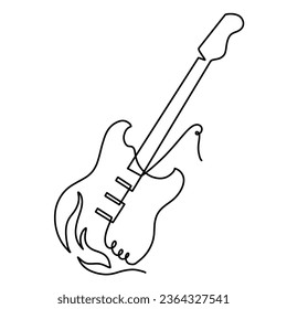 Vector continuous one line guitar illustration
