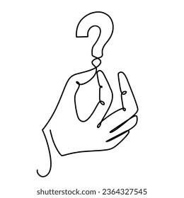 Vector continuous one line hand hold question mark illustration