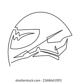 Vector continuous one line helmet illustration