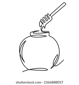 Vector continuous one line honey illustration