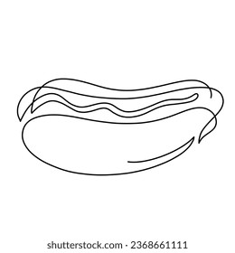 Vector continuous one line hotdog illustration