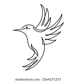 Vector continuous one line hummingbird illustration