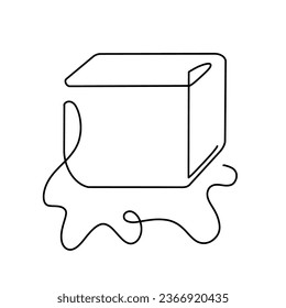 Vector continuous one line ice cube illustration