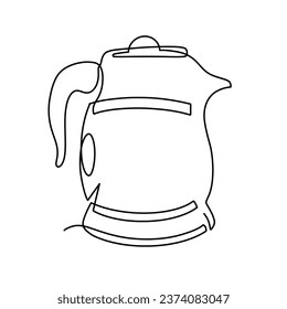 Vector continuous one line kettle teapot  illustration