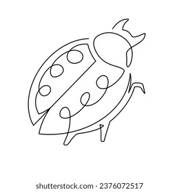 Vector continuous one line ladybug illustration