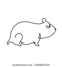 Vector continuous one line marmot illustration