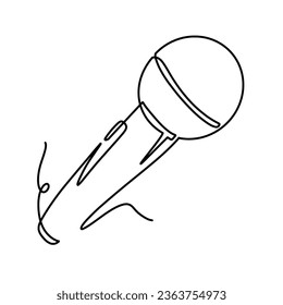 Vector continuous one line microphone illustration