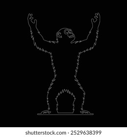 Vector continuous one line monkey illustration, continuous one line drawing of a chimpanzee's head isolated on white background. Vector illustration