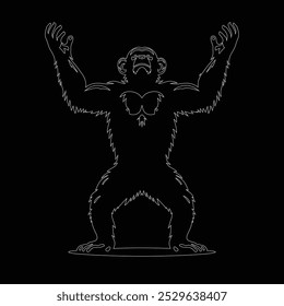 Vector continuous one line monkey illustration, continuous one line drawing of a chimpanzee's head isolated on white background. Vector illustration