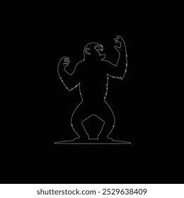 Vector continuous one line monkey illustration, continuous one line drawing of a chimpanzee's head isolated on white background. Vector illustration