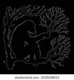 Vector continuous one line monkey illustration, continuous one line drawing of a chimpanzee's head isolated on white background. Vector illustration