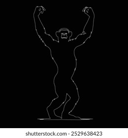 Vector continuous one line monkey illustration, continuous one line drawing of a chimpanzee's head isolated on white background. Vector illustration