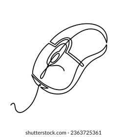 Vector continuous one line Mouse illustration