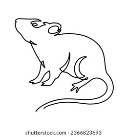 Vector continuous one line mouse illustration