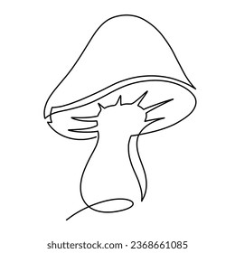 Vector continuous one line mushroom illustration