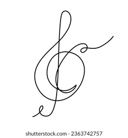 Vector continuous one line Music Note illustration
