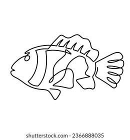 Vector continuous one line nemo fish illustration
