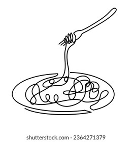 Vector continuous one line noodle illustration