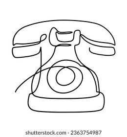 Vector continuous one line Old Telephone illustration